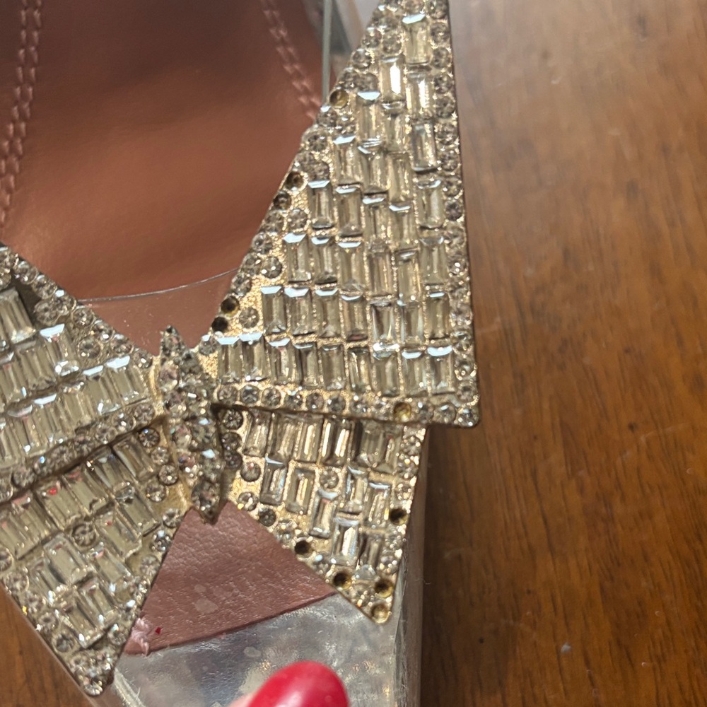Amina Muaddi Silver and Clear Heels - Picture 7 of 17